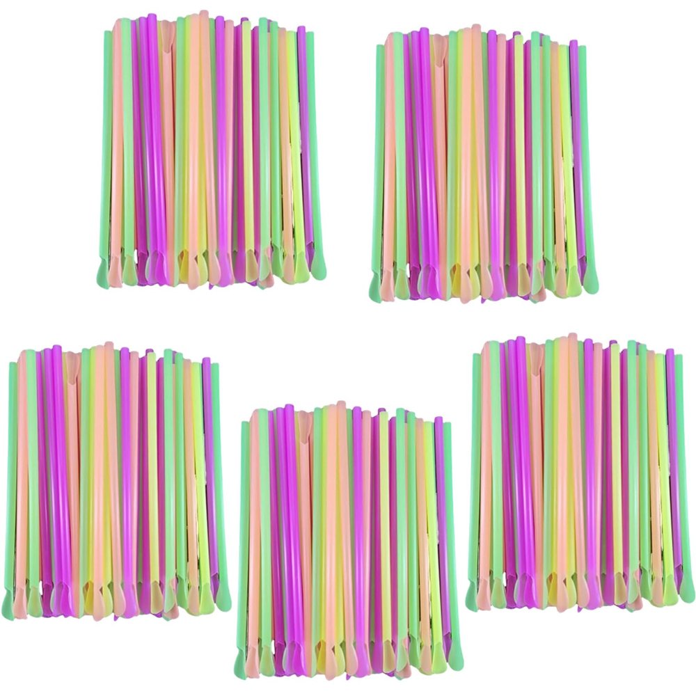 500 Pcs Spoon Straws Disposable Snow Cone Drinking Straws With Spoons Plastic Slushie Straws For Milkshakes Shaved Ice Smoothie