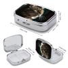 Pill Box 2 Compartment Small Pill Case for Purse & Pocket Tabby Cat Pictures Square Pill Box Cute Vitamins Fish Oil Supplements Oil Storage Box Portable Pill Containe Travel Gift view 2