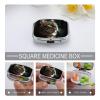 Pill Box 2 Compartment Small Pill Case for Purse & Pocket Tabby Cat Pictures Square Pill Box Cute Vitamins Fish Oil Supplements Oil Storage Box Portable Pill Containe Travel Gift view 4