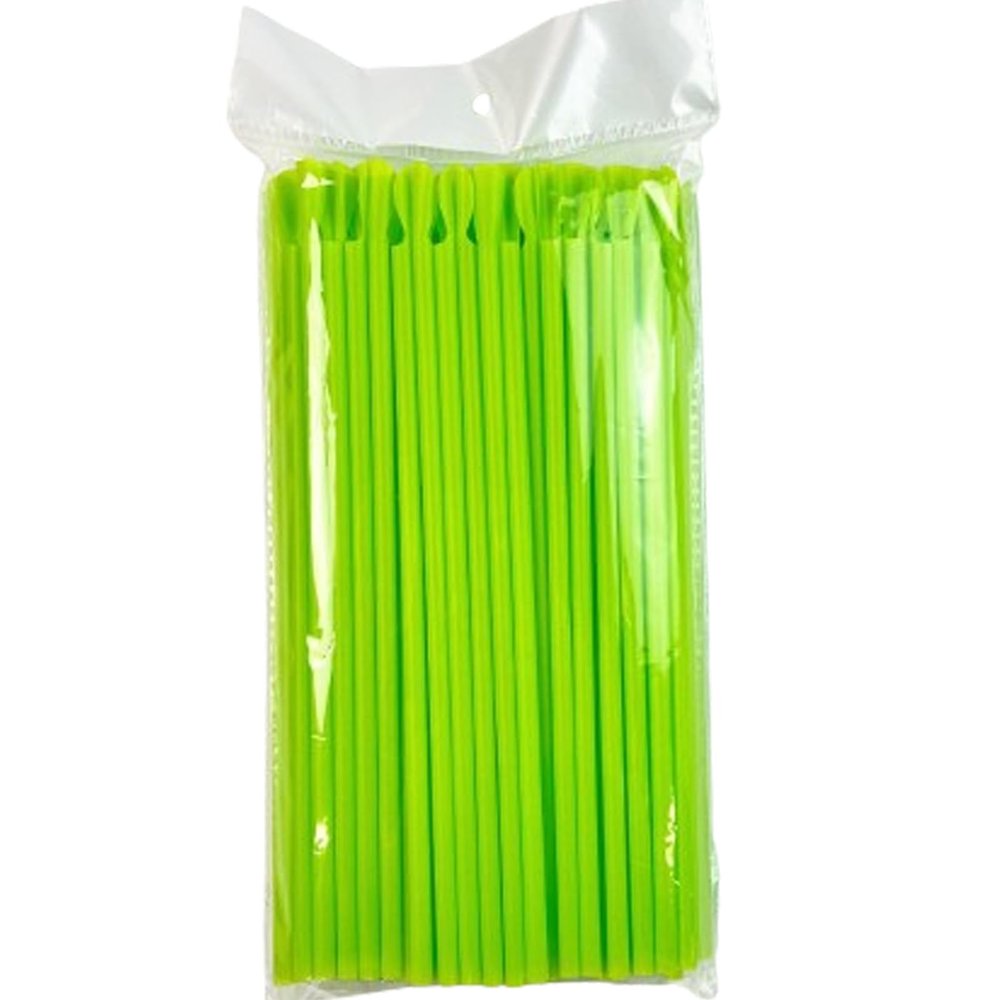 100 Pcs Disposable Smoothie Spoon Straws Summer Snow Cone Straws Plastic Drinking Straw For Milkshakes Slushie Shaved Ice