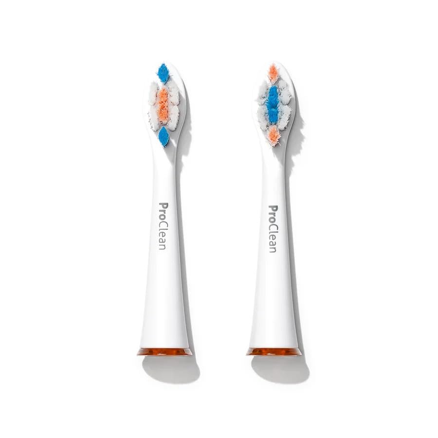 Ollie ProClean Replacement Brush Heads - Smaller Size for Hard-to-Reach Areas, Gentle Bristles, Compatible with Brio SmartClean, Pack of 2, White