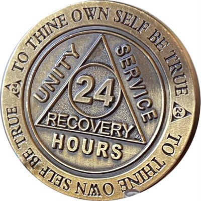 24 Hours AA Medallion Daily Reprieve Sobriety Chip