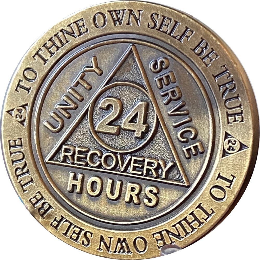 24 Hours AA Medallion Daily Reprieve Sobriety Chip