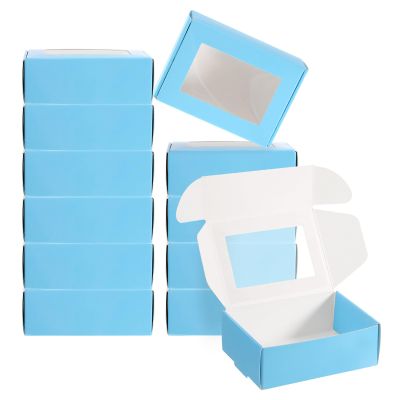 PATIKIL 3.3x2.4x1.2 Paper Soap Box with Window, 40 Pack Homemade Soap Boxes Rectangle Presents Packaging Boxes for Birthday Christmas DIY Craft, Blue