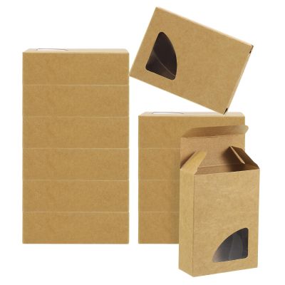 PATIKIL 3.8x2.8x1.2 Paper Soap Box with Window, 40 Pack Homemade Soap Boxes Triangle Presents Packaging Boxes for Birthday Christmas DIY Craft, Brown