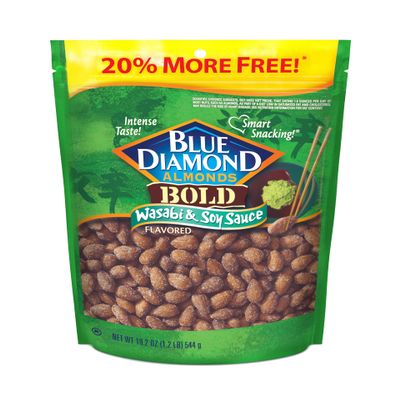 Blue Diamond Almonds, BOLD Snack Nut Flavored Wasabi and Soy Sauce Value Bag Great for Snacking and Cravings at Home, Office, or On-The-Go, 19.2 Ounce Bag