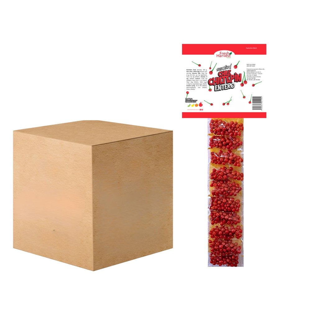 Whole Chiltepn Chile Strips (Dehydrated) | Box With 20 Pieces of 30g (0.06 lb) each Strip | Fresh Harvest