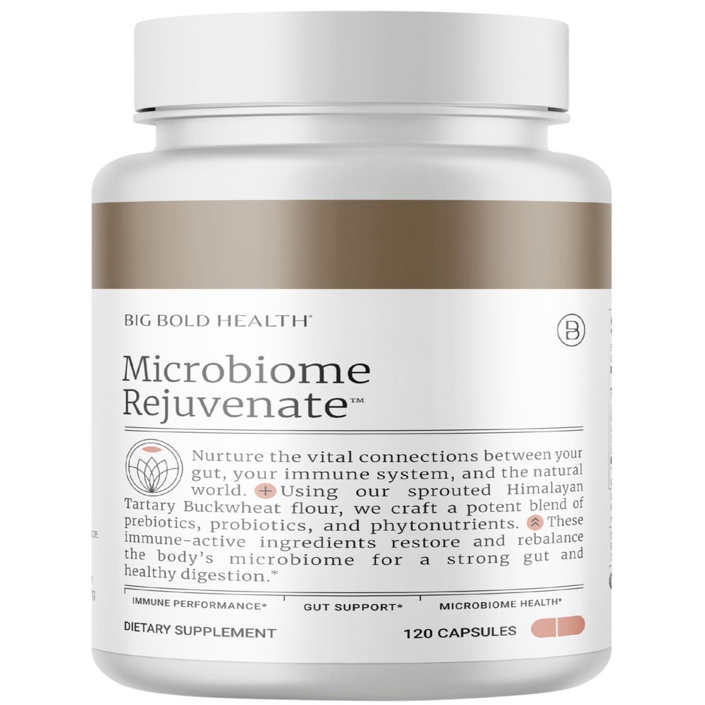 BIG BOLD HEALTH Microbiome Rejuvenate Prebiotic + Probiotic Supplement for Gut Health & Immune System Support - with Immune-Active Himalayan Tartary Buckwheat - Gluten-Free (120 Count (Pack of 1))