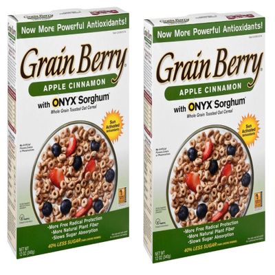 Apple Cinnamon Oats Cereal with ONYX Sorghum byGrainBerry - Breakfast Cereal - 12 Oz Box - Pack of 2