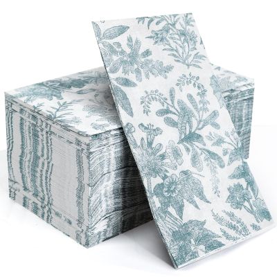 100 pack Floral Linen Feel Disposable Bathroom NapkinsPaper Napkins Decorativepaper hand towels for bathroomDessert Napkins Folded 7.8 x 4.3 Inches Disposable Napkins for Dinner Baby Shower