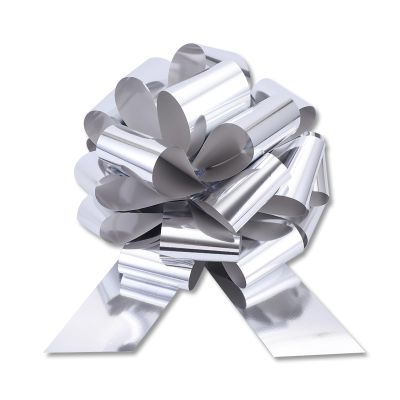 2 Pcs Large Ribbon Pull Bow - 12" Wide, Big Gift Bows for Cars Decor, New Houses, Gift Basket, Presents, Wreath, Decoration, Office (Silver)