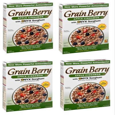 Grain.Berry Cereal - Apple Cinnamon Oats with ONYX Sorghum - Breakfast Cereal - 12 Oz Box - Pack of 4