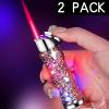 2PACK Blue and Silver Flowers Windproof Butane Jet Torch Lighter,Funny Cool Lighters,Adjustable Jet Flame Torch,Refillable,Grill BBQ Candle Camping(Without Gas) view 2