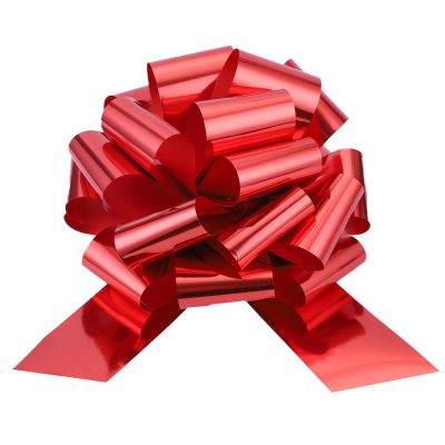 2 Pcs Large Ribbon Pull Bow - 12" Wide, Big Gift Bows for Cars Decor, New Houses, Gift Basket, Presents, Wreath, Decoration, Office (Red)