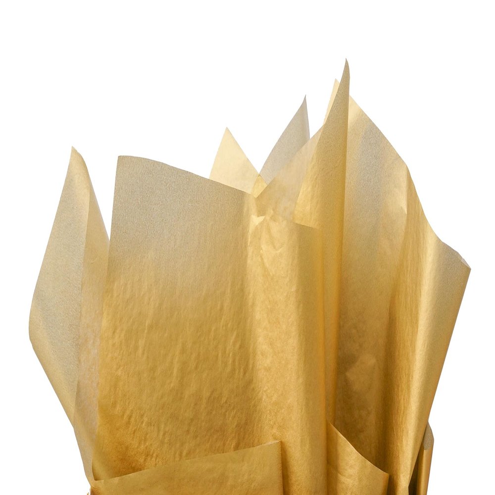 100 Sheets of Gold Tissue Paper, 20 x 14 inches in Size, for Gift Bags, Bulk Gift Tissue Paper, Crafts, Christmas, Birthday Parties, and Wedding Decorations.