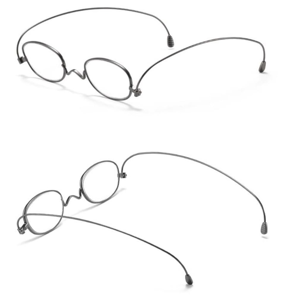 XOMSFKB Retro Oval Presbyopic Glasses Ultrathin Portable Computer Glasses HD Folding Reading Glasses Anti Eyestrain 3.00(+2.5)
