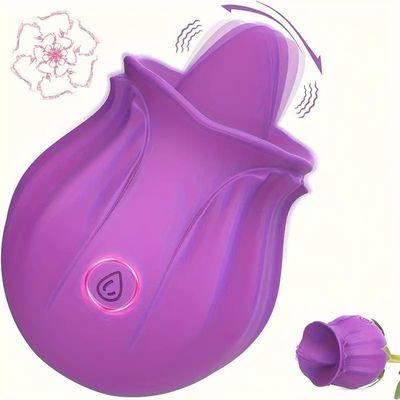 NineLife Basics Easy to Operate Rose Shape Toys Update Model 3 in 1 Rose Toy with Tongue Licking, Thrusting and Vibrating Adult Tools YN3+6 * 9