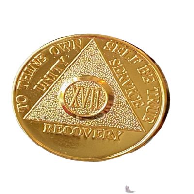 21 Year AA Medallion Glossy Gold Color Sobriety Chip
