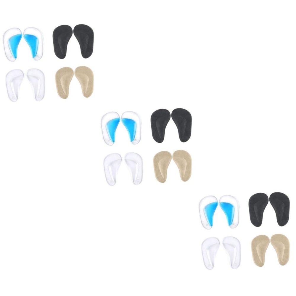 NOLITOY 12pairs Arch Gel Insoles for Flat Feet Self-Adhesive Cushions for Sandals and Casual Shoes Comfortable Support and Standing