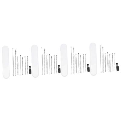 FOMIYES 4sets Stainless Steel Ear Wax Cleaning Kit Ear Spoon Set Brush and Plastic Box and for Adults
