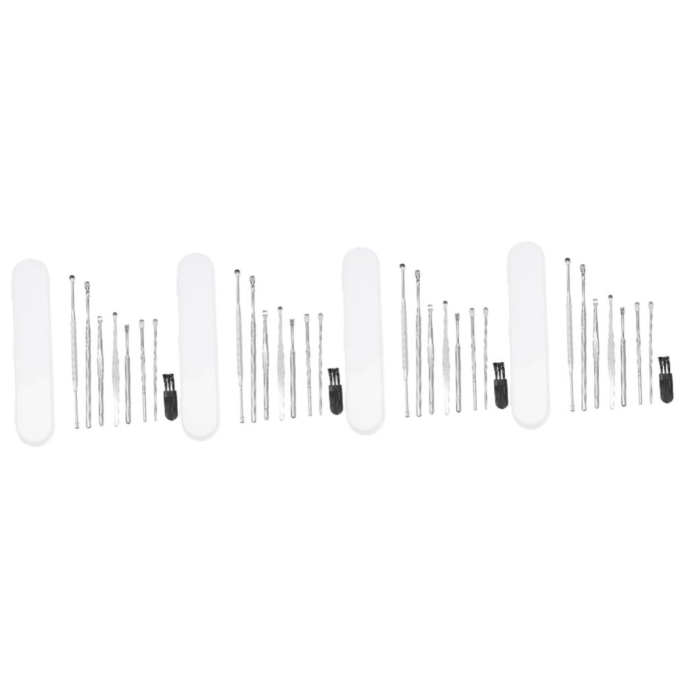 FOMIYES 4sets Stainless Steel Ear Wax Cleaning Kit Ear Spoon Set Brush and Plastic Box and for Adults
