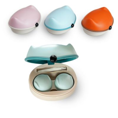 Contact Lens Case Kit, Cute Color Book Fox Contact Lens case with remover tool, Portable contact lens travel storage kit with mirror, container, tweezer, holder (Blue_Fox)