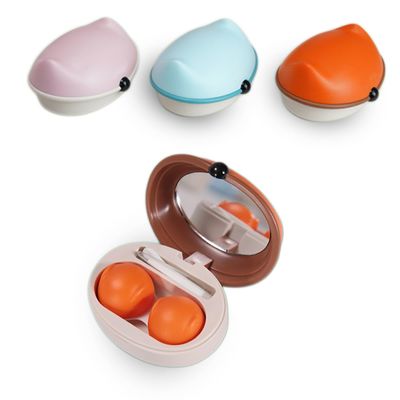 Contact Lens Case Kit, Cute Color Book Fox Contact Lens case with remover tool, Portable contact lens travel storage kit with mirror, container, tweezer, holder (Orange)