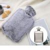 KarFri Hot Water Bottle Bag Pouch for Pain Relief from Headaches, Cramps, Arthritis, Back Pain, Sore Muscles(Grey Imitation Mink Flannel Cover) view 2