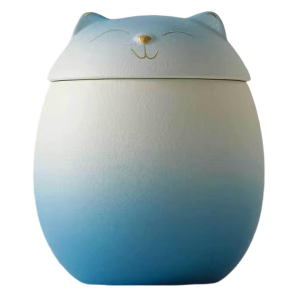beisup Funeral Urn Cremation Ashes Urn for Pet Ashes Adult Human Ashes - Ceramics Moisture Proof Handcrafted Cremation Urns - Cats & Dogs Memorial Ashes Casket,Blue White-Medium