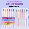6 Pieces Individually Wrapped Extra Soft Toothbrush for Sensitive Teeth & Gums - Gum Care Toothbrush with 4000 Ultra-Soft Bristles, Compact Small Head (Macaron Color) view 4