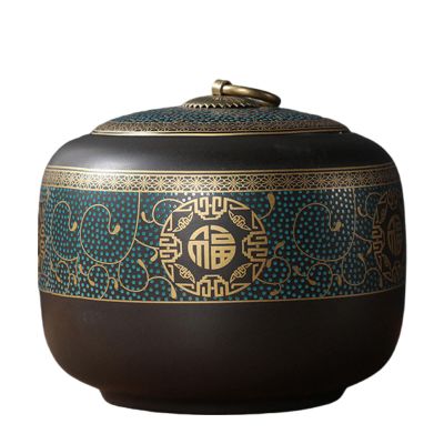 beisup Cremation Urns for Human Ashes Funeral Urns Keepsake Cremation Urn Ashes Adult Or Pet Ceramics Burial Urns Casket Dog Cat,Blue-Medium