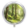 Small Travel Pill Case, Round Metal Pill Box for Pocket Purse, 3 Compartment Portable Pill Holder, Mini Pill Organizer for Travel or Daily - Forest view 1