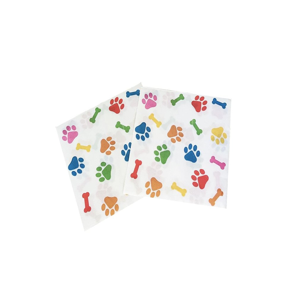 40Pcs Dog Print Paper Napkins Dog Paw Print Party Napkins Happy Dog Party Paper for Dog Theme Birthday Party Disposable Paper Napkins 6.5"