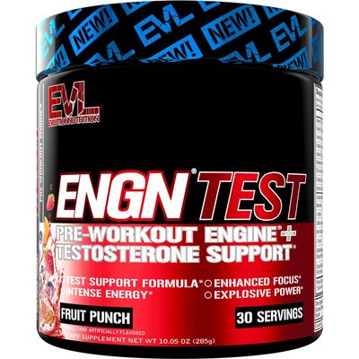 Evlution Nutrition ENGN Test - Intense Pre-Workout with Creatine - Test Support Formula - Pre-Workout Powder for Lasting Energy & Focus - with Beta-Alanine & Caffeine - 30 Servings - Fruit Punch