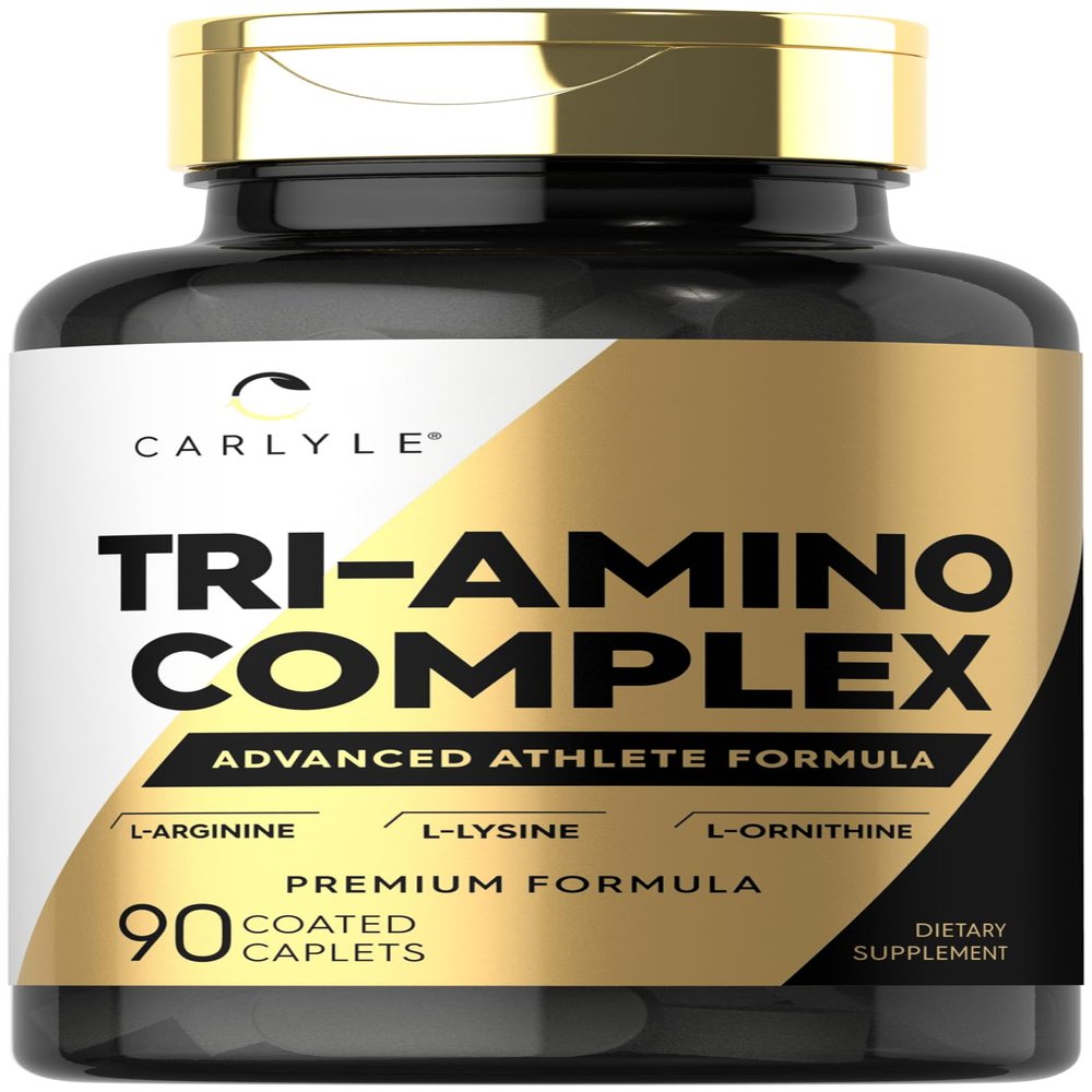 Carlyle Tri-Amino L-Arginine L-Ornithine L-Lysine Supplement | 90 Caplets | Vegetarian, Non-GMO, Gluten Free