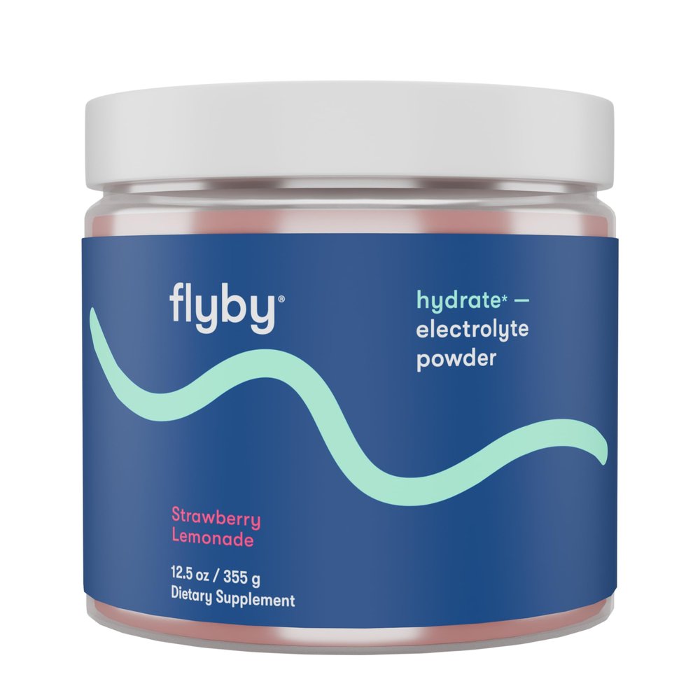 Flyby Electrolytes Powder [ No Added Sugar: Naturally Sweetened ] Contains Potassium, Aquamin Calcium & Magnesium, Sea Salt Sodium, Full Spectrum 72 Trace Minerals - Strawberry Lemonade