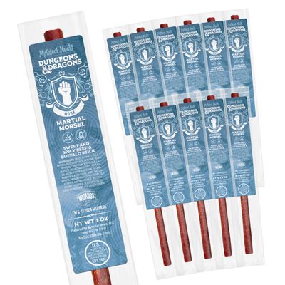 Mythical Meats Dungeons & Dragons Martial Morsel (Monk) - 12 Jerky Sticks - Sweet and Spicy Beef & Buffalo Stick, Gluten Free, MSG Free