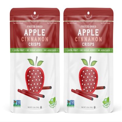 Natures Turn Freeze-Dried Apple Cinnamon Crisps Healthy, Gluten-Free, Crispy & Delicious, Plant-Based Snack, Ideal for Cereal, Smoothies, School Lunches, & On-the-Go, Bags of 2 (1.2 oz Each)