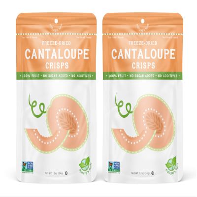 Natures Turn Freeze-Dried Cantaloupe Crisps Healthy, Gluten-Free, Crispy & Delicious, Plant-Based Snack, Ideal for Cereal, Smoothies, School Lunches, & On-the-Go, Bags of 2 (1.2 oz Each)