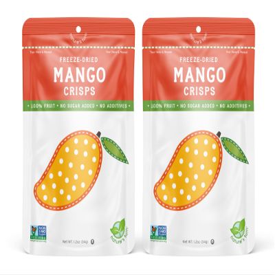 Natures Turn Freeze-Dried Mango Crisps  Healthy, Gluten-Free, Crispy & Delicious, Plant-Based Snack, Ideal for Cereal, Smoothies, School Lunches, & On-the-Go, Bags of 2 (1.2 oz Each)