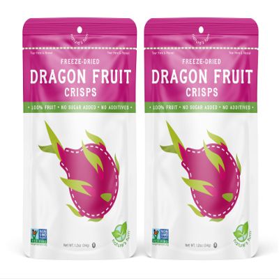 Natures Turn Freeze-Dried Dragon Fruit Crisps Healthy, Gluten-Free, Crispy & Delicious, Plant-Based Snack, Ideal for Cereal, Smoothies, School Lunches, & On-the-Go, Bags of 2 (1.2 oz Each)
