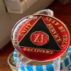 20 Year AA Medallion Metallic RedBlack Tri-Plate Sobriety Chip view 3