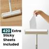 Large Lint Roller with Extra Sticky Roller and 420 Sheets 9.5" Wide, Floor Lint Roller Long Handle, Extendable to 41", Carpet, Couch, Pet Hair, Clothing Cleaning Supplies (Navy Roller + 7 Refills) view 2