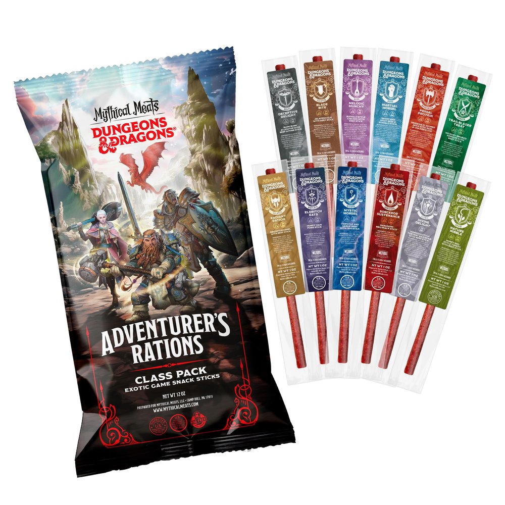 Mythical Meats Beef Jerky Snack Packs Dungeons and Dragons gifts for Men Exotic Meat Stick Variety Pack High Protein, Low Sugar, Keto-Friendly, MSG Free 12 Pack