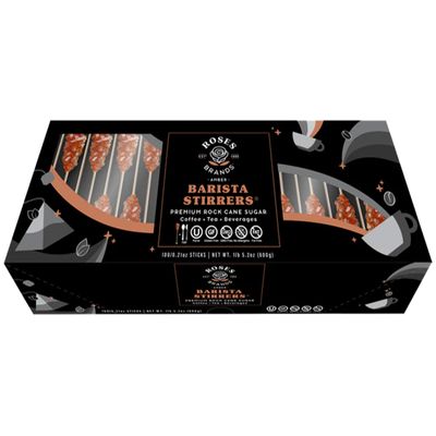 CandyKorner Rock Candy Demitasse Sticks - Amber - Unwrapped 100 Count for Coffee and Cocktails - Certified Kosher, Non GMO, Gluten-Free