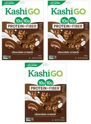 Cold Breakfast Cereal byKashi- Vegan Protein - Chocolate Crunch - 16 Oz Box - Pack of 3