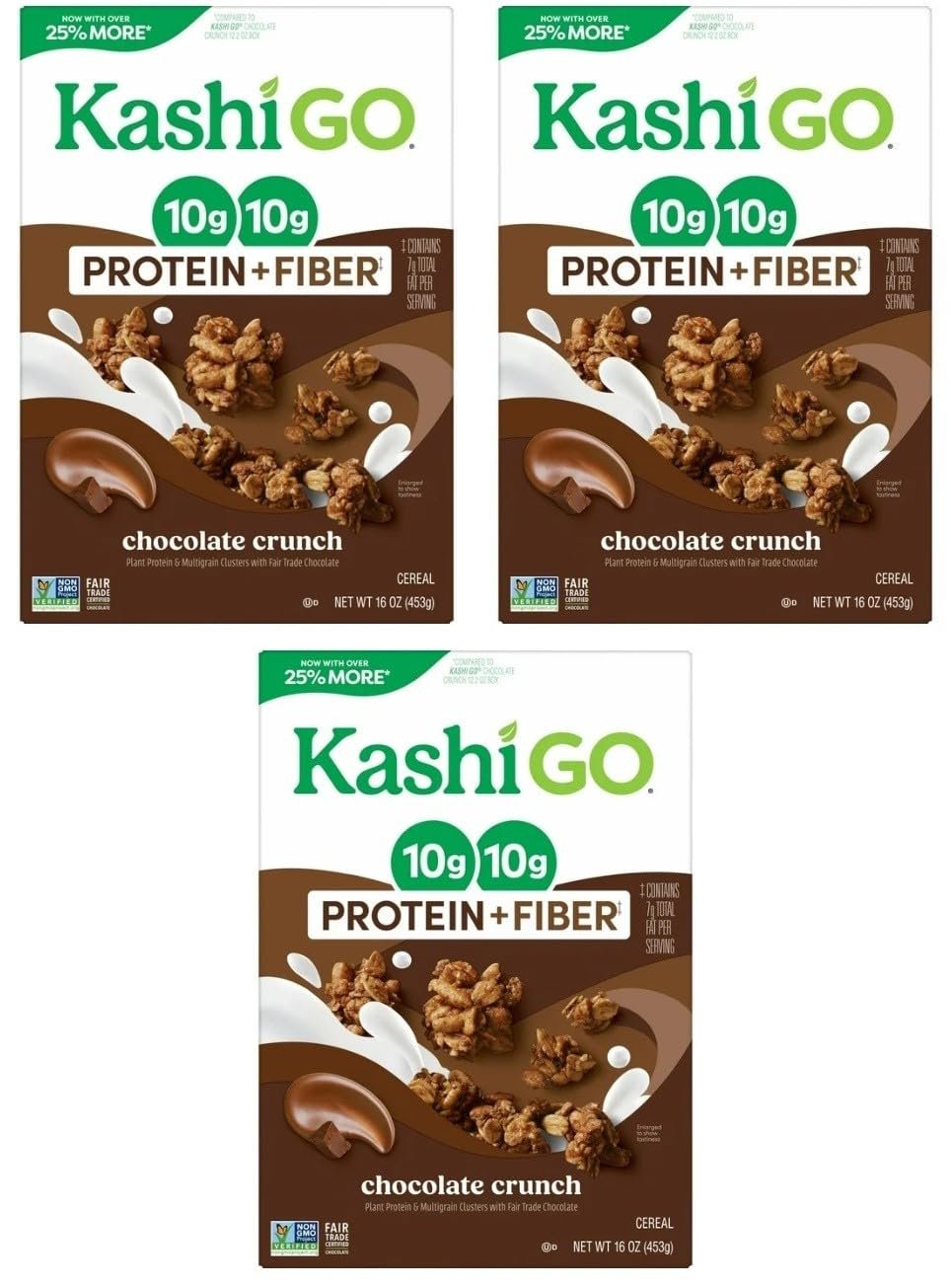 Cold Breakfast Cereal byKashi- Vegan Protein - Chocolate Crunch - 16 Oz Box - Pack of 3