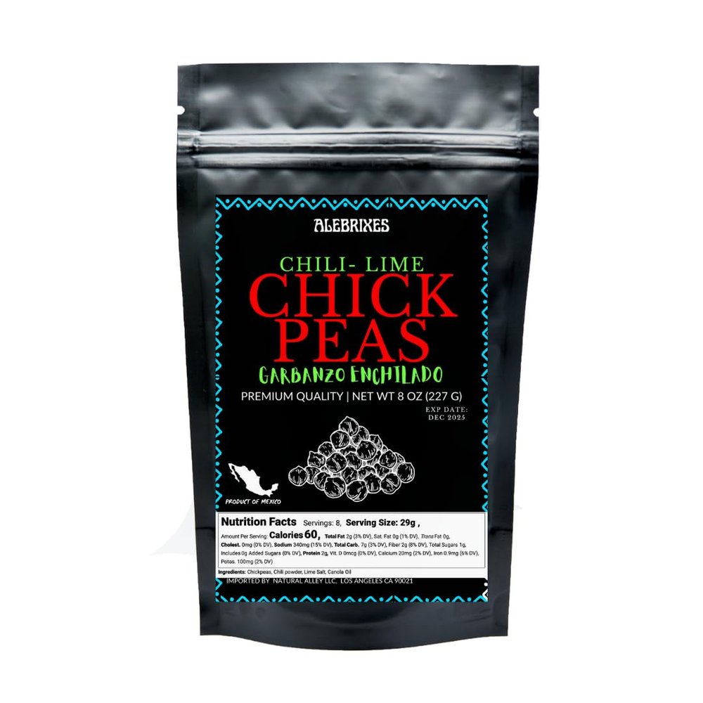 Alebrixes - Chili Lime Chickpeas 8 oz (227 g) | Garbanzo Enchilado - Chili Lime Roasted Chickpeas | Authentic Mexican Snack