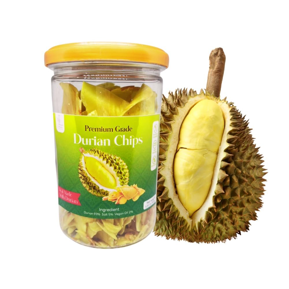 Durian Chips Snack, Premium Grade, Asian Mornthong Fruit Snack, 150g (5.3 oz), Big Value Pack