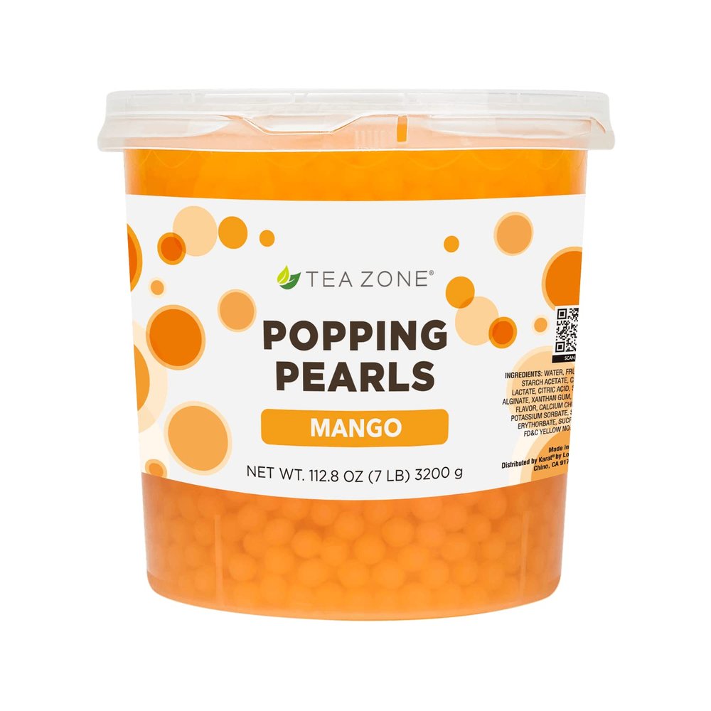 Tea Zone [7 Pounds] Mango Pearls for Boba Tea Beverages, Sweets, Ice Cream Topping | B2051